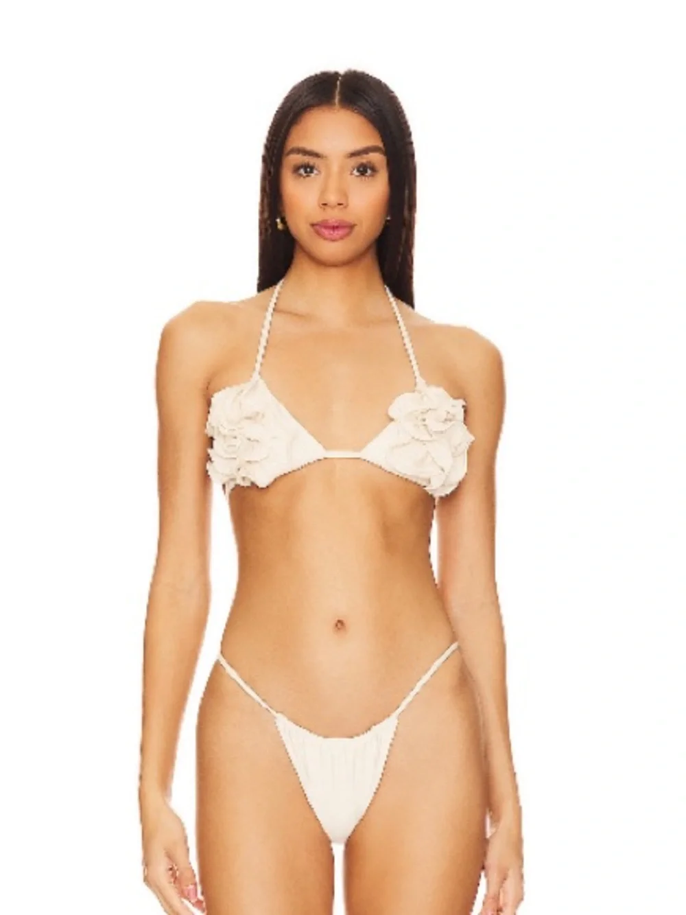 BELLE Flora Bikini Top in Cream